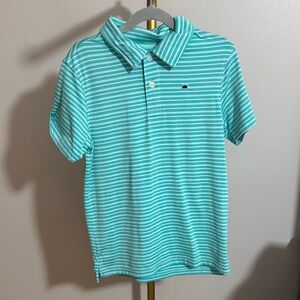 Boys Crown & Ivy Striped Polo Shirt in Aqua and White